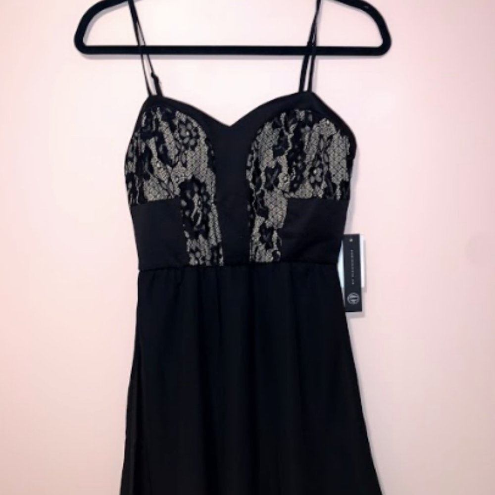 Black Lace Detail Party Dress